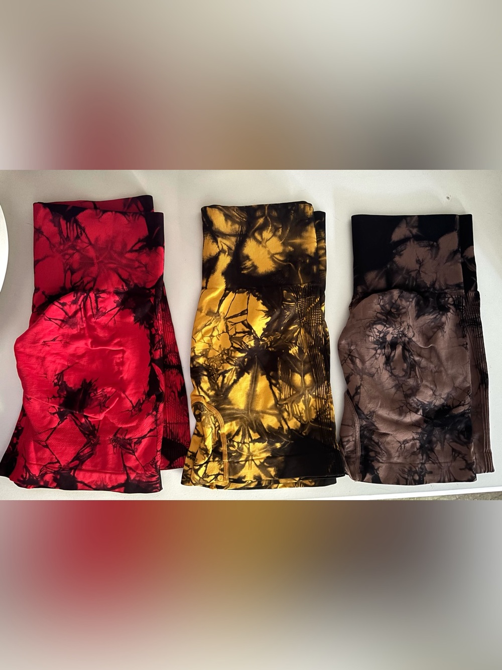 Bundle - Red, gold/yellow, and brown Tie-Dye shorts  M